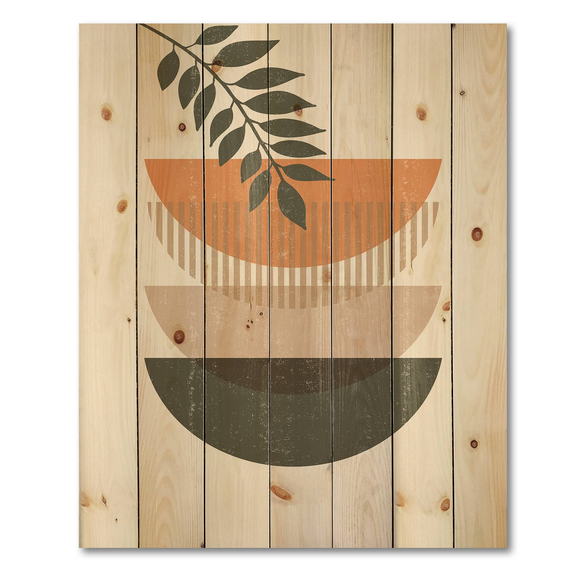 Designart - Abstract Geometrical Sun and Moon With Leaf II